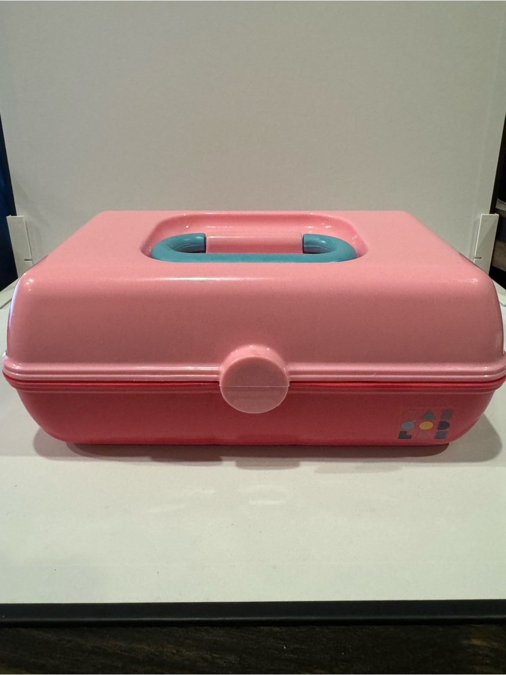 Mini Caboodles Box Pink Hot Pink Make-up Case Mirror Blue Handle Small 9 In X 4